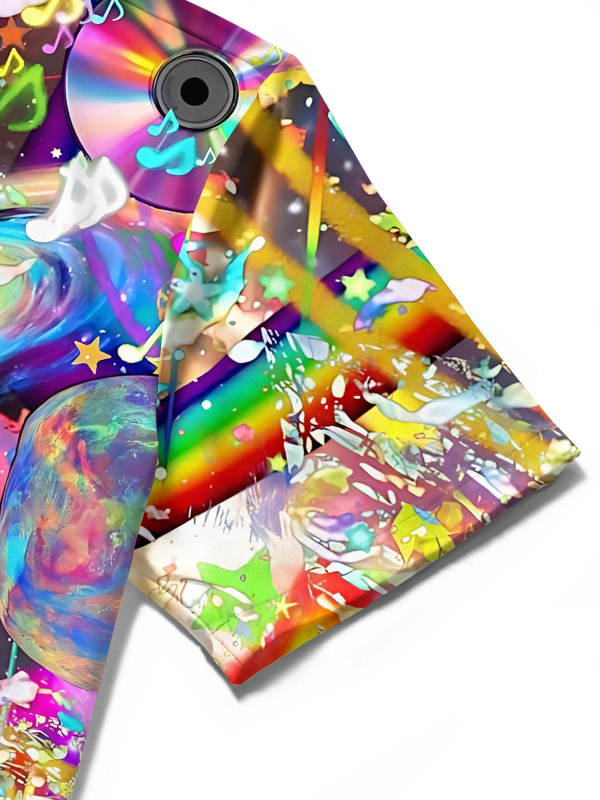 men's art print shirt close-up short sleeve