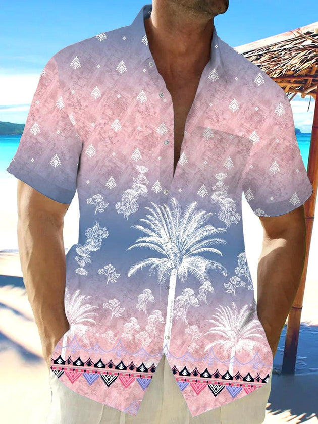 men's Hawaiian shirt front view tropical beach vacation