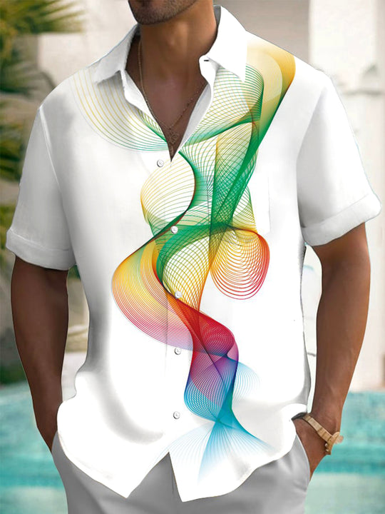 Men's abstract art print short sleeve shirt front view