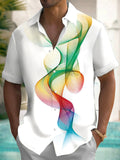 Abstract Gradient Art Print Short Sleeve Men's Shirts With Pocket