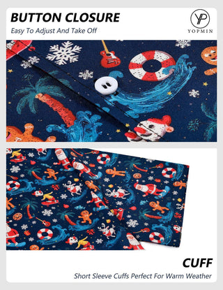 Adaychic Mens Christmas Shirt Santa Print Loose Button Down Hawaiian Shirts Casual Summer Tops for Party Dating Everyday Wear approving