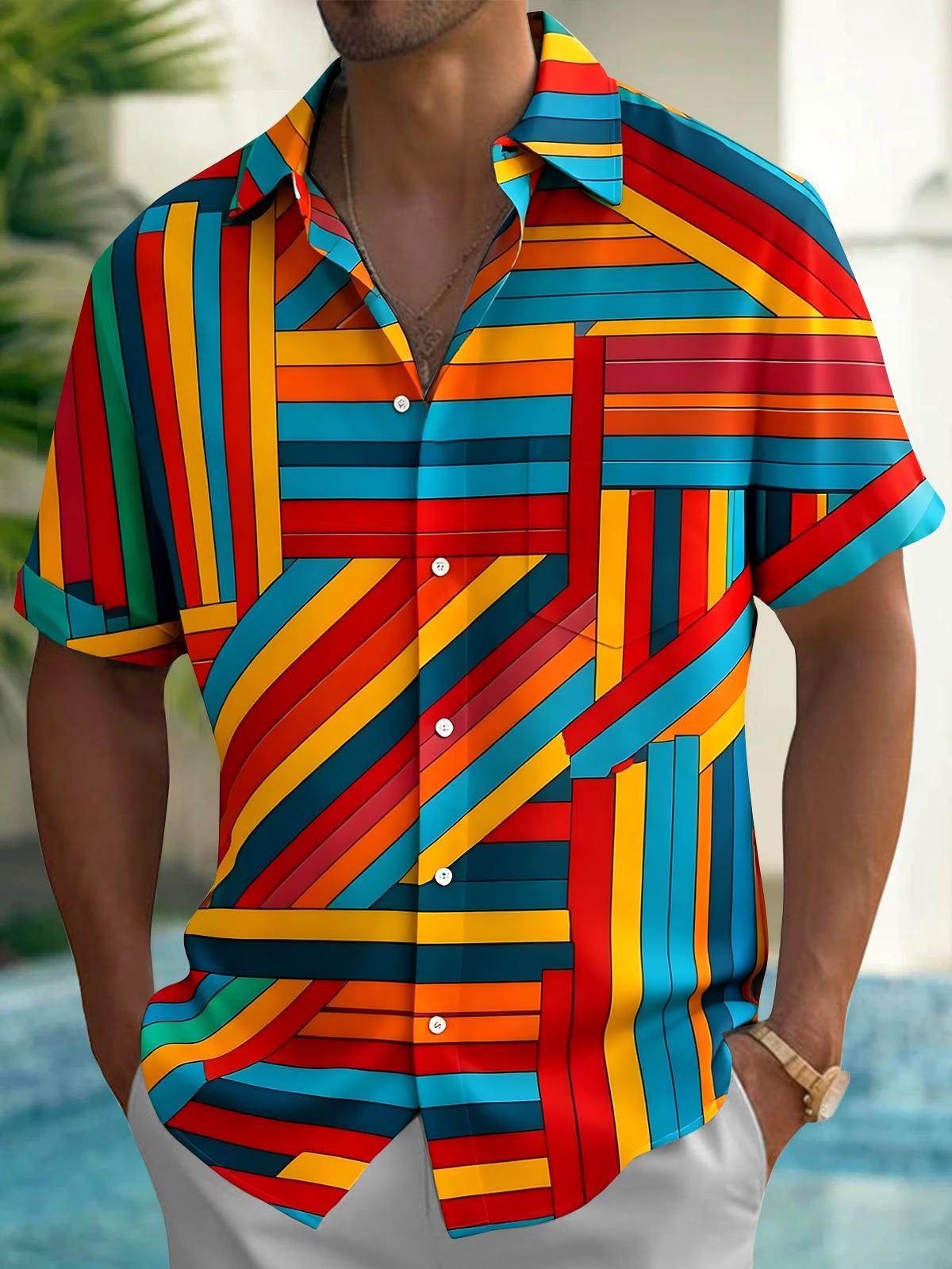 Geometry Men's Pocket Short Sleeve Shirts