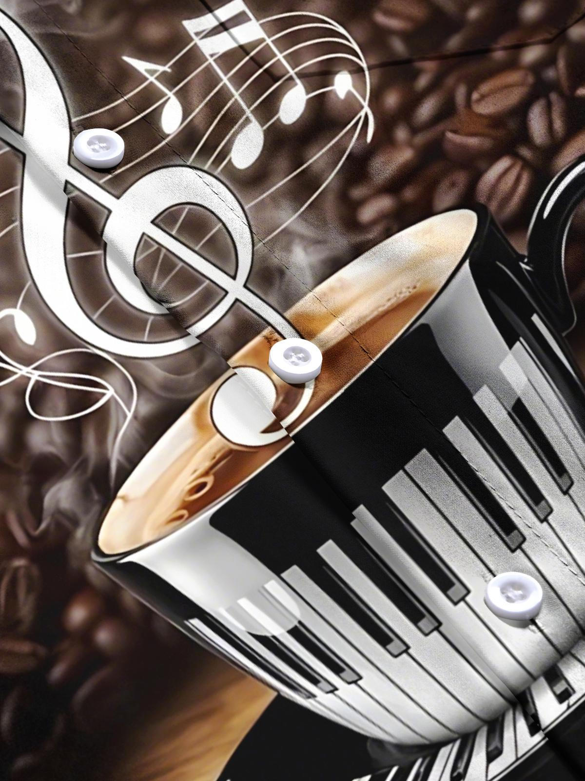 Coffee Note Print Men's Pocket Short Sleeve Shirts