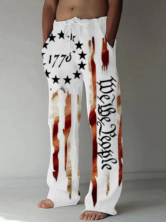 men's casual pants front view Independence Day