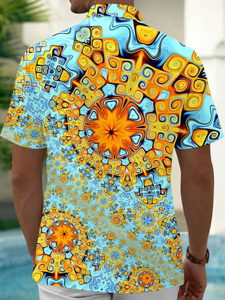 men's geometric print shirt back view