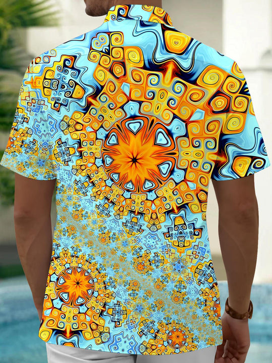 men's geometric print shirt back view
