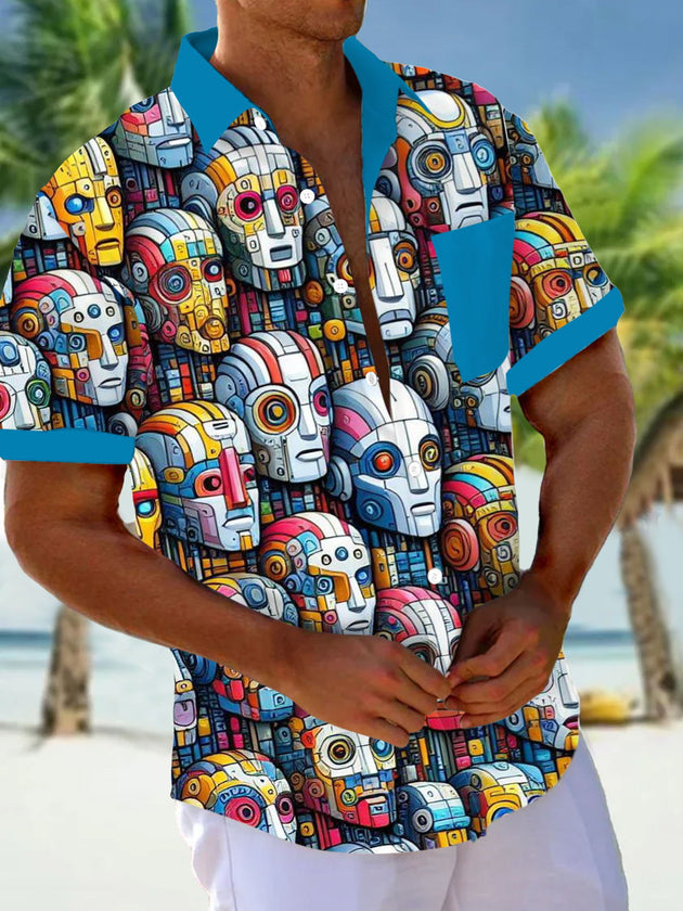 men's patterned sweater shirt front view