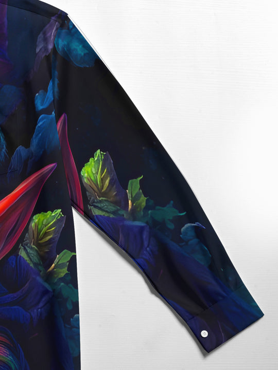 men's mushroom print shirt close-up full sleeve