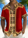 Vintage Baroque Palace Style Print Men's Pocket Short Sleeve Shirts