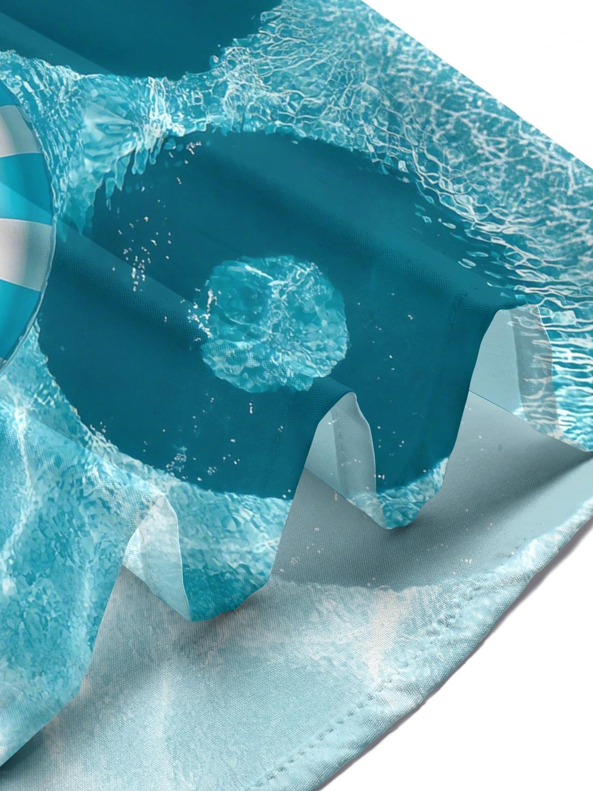 Swimming Ring Print Men's Pocket Short Sleeve Shirts