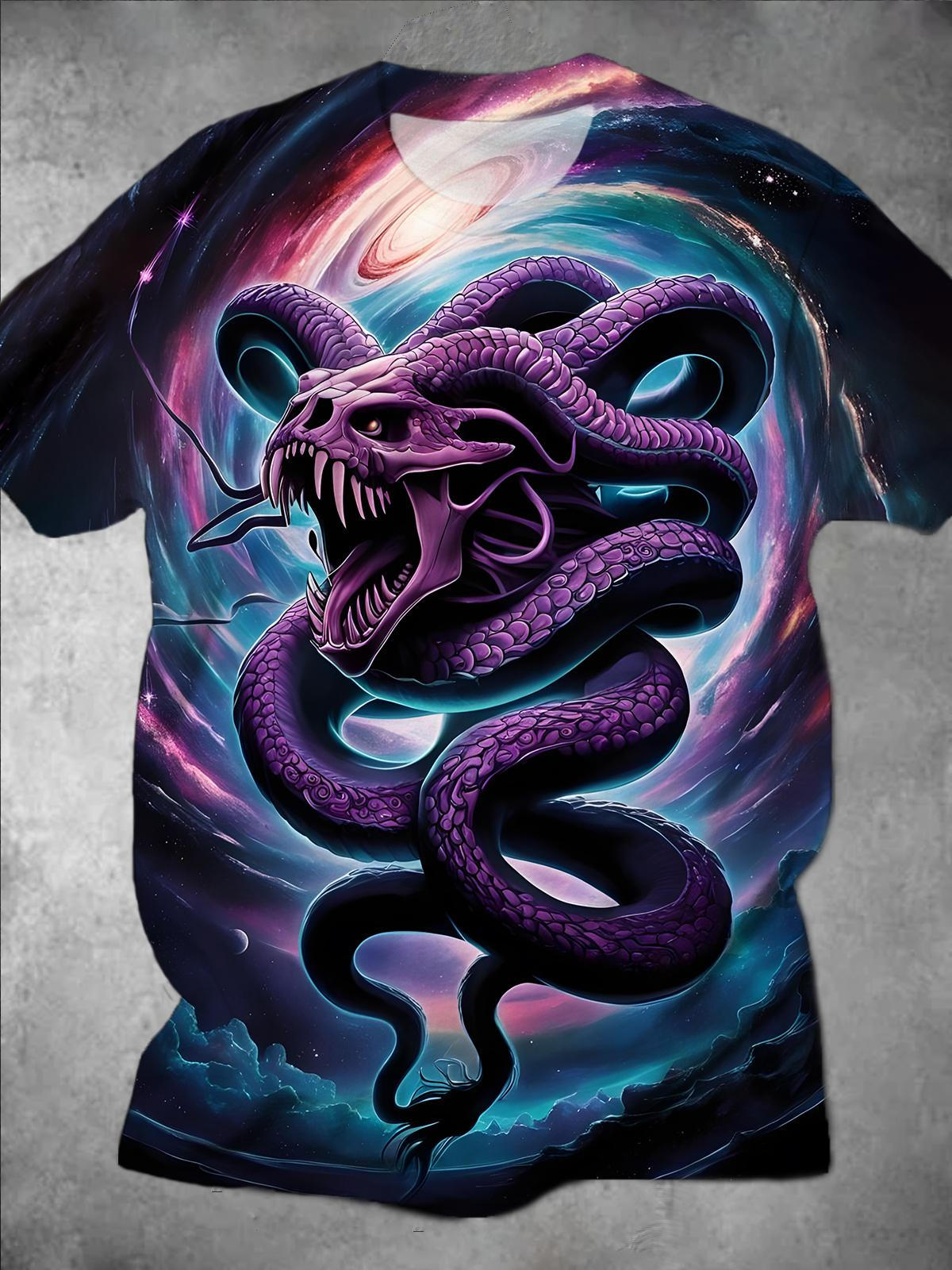 Animal Snake Round Neck Short Sleeve Men's T-shirt