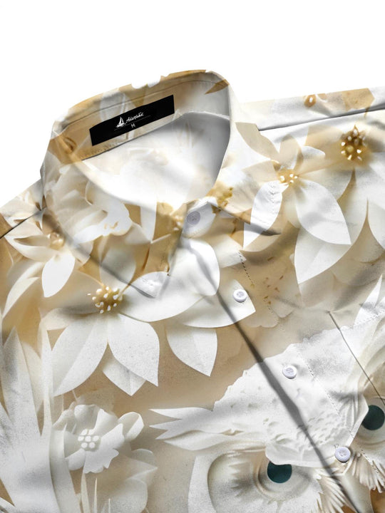 men's floral short sleeve flat lay shirt