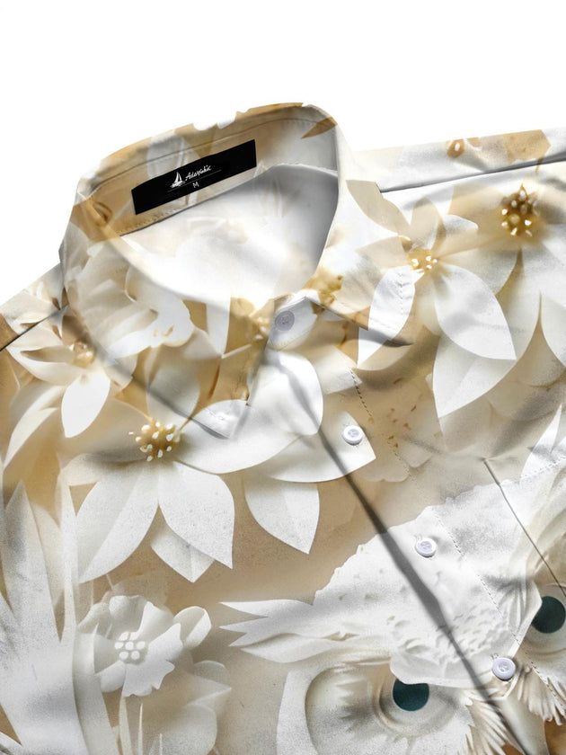 men's floral short sleeve flat lay shirt