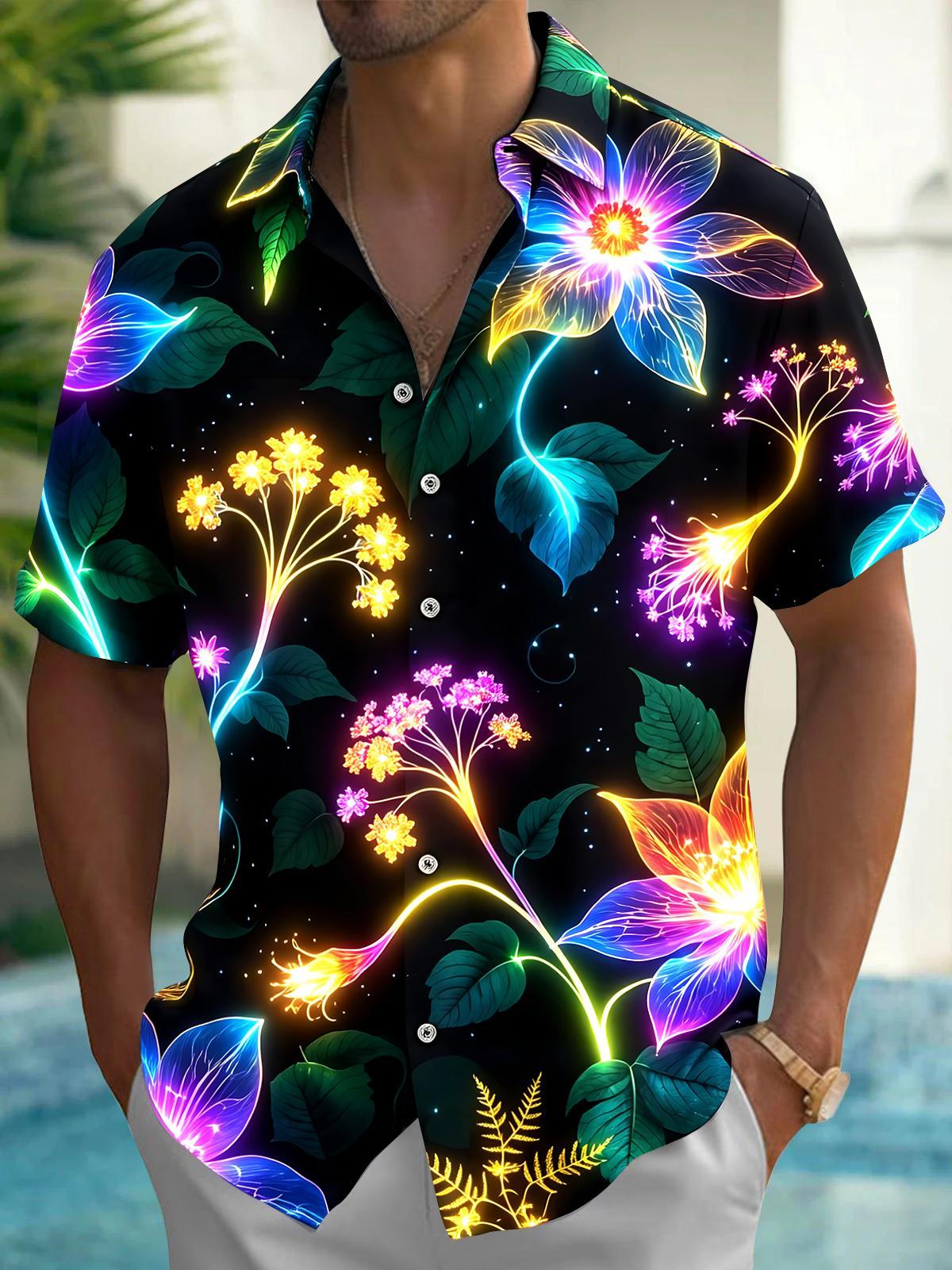 Floral Men's Pocket Short Sleeve Shirts