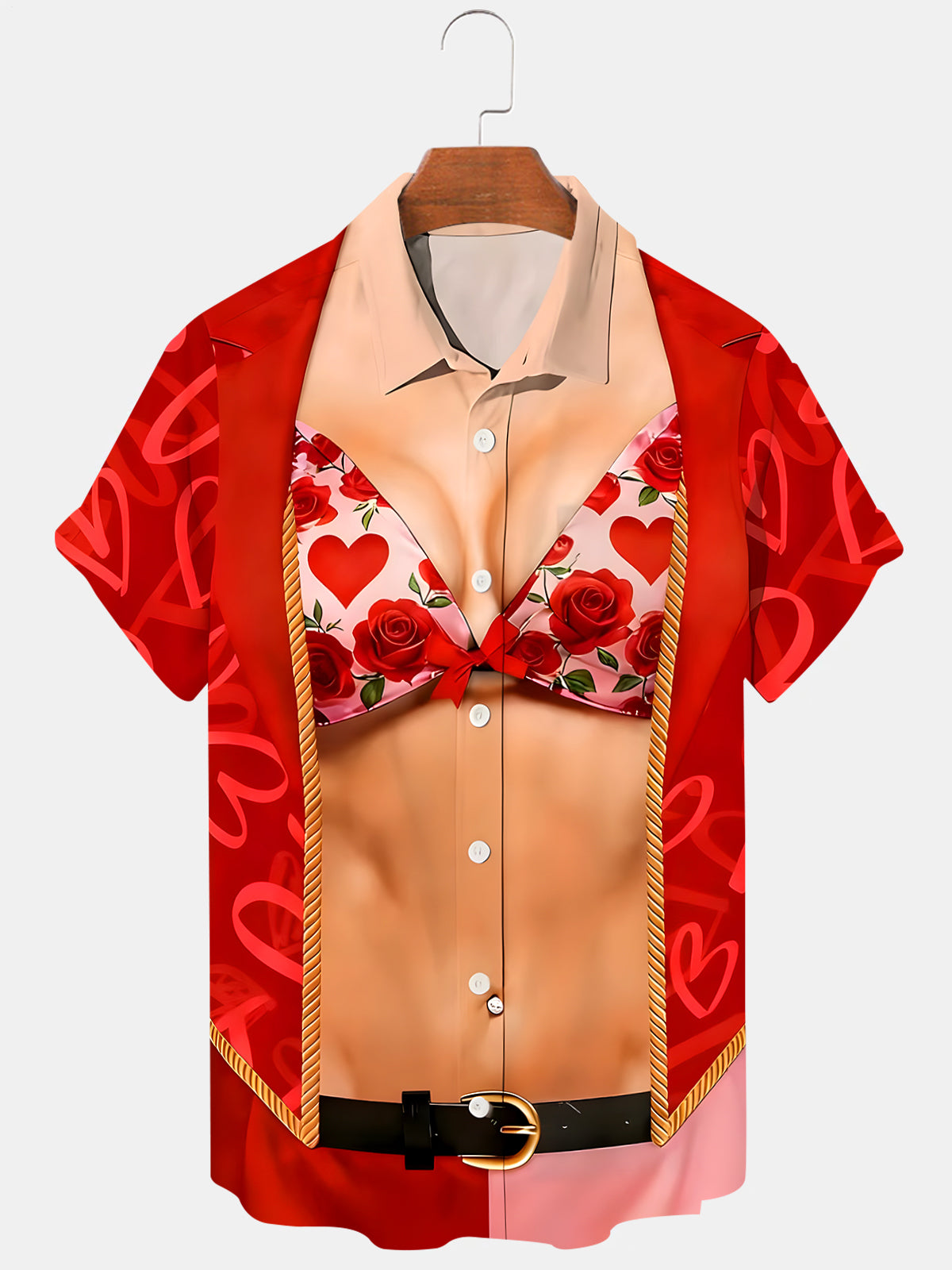 Funny Valentine's Day Costume Men's Pocket Short Sleeve Shirts