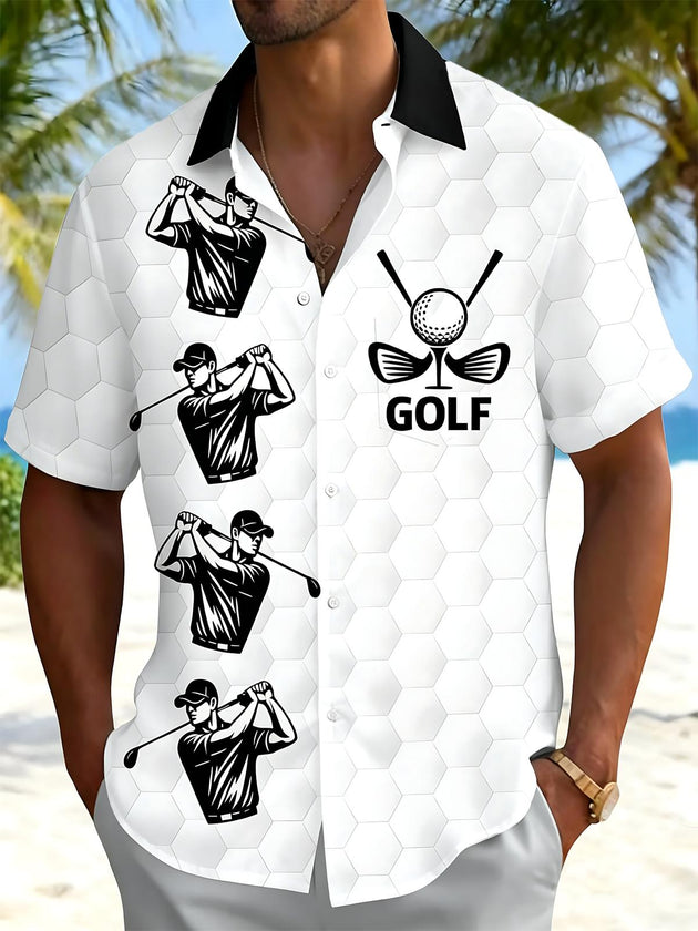 Bowling Print Men's Pocket Short Sleeve Shirts