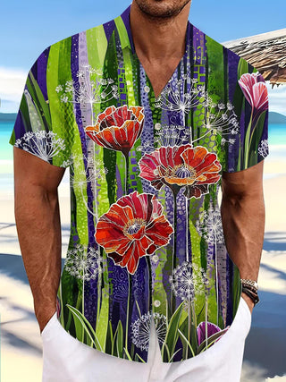 men's floral shirt front view