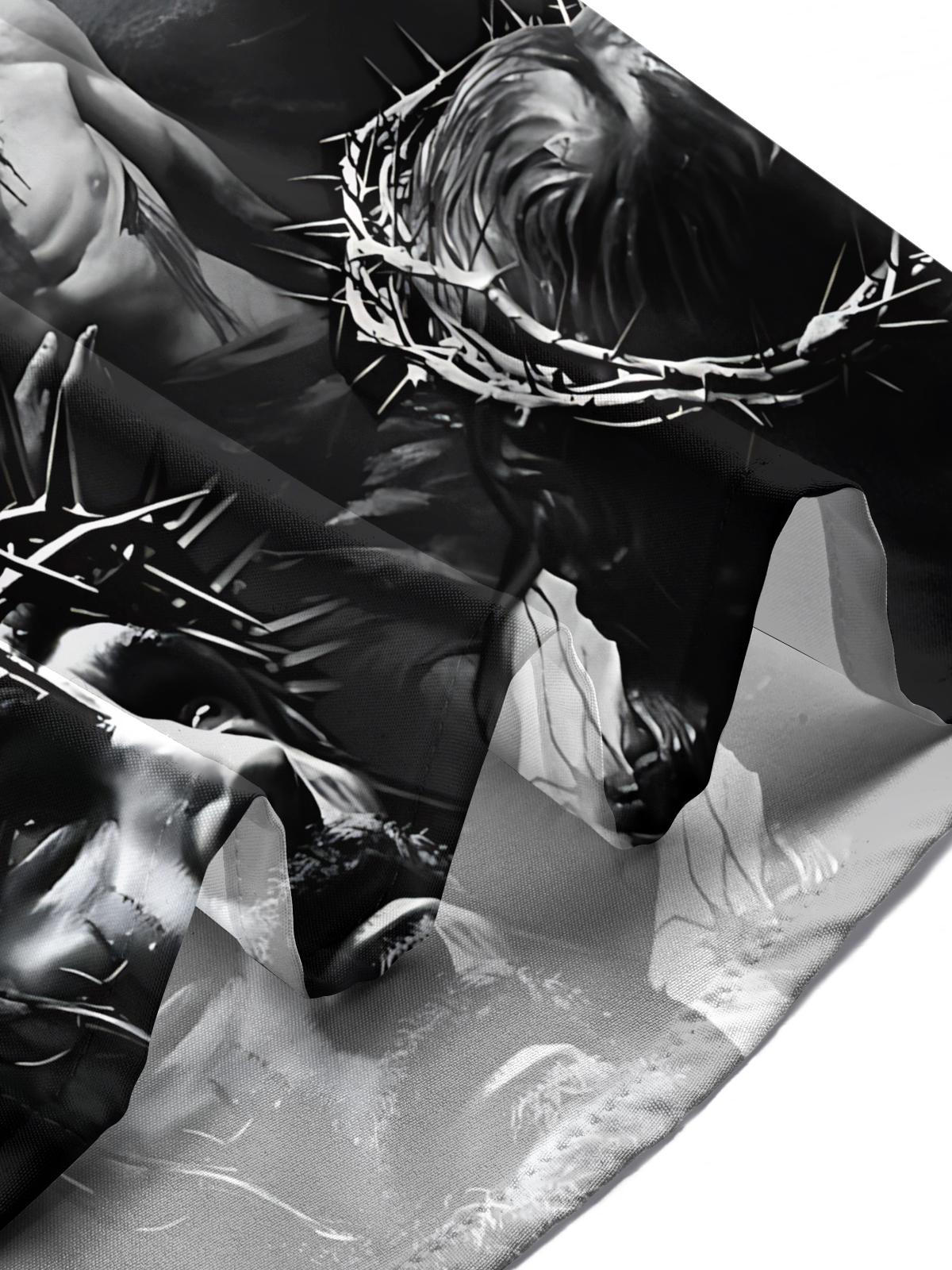 Christian Jesus Print Men's Pocket Short Sleeve Shirts