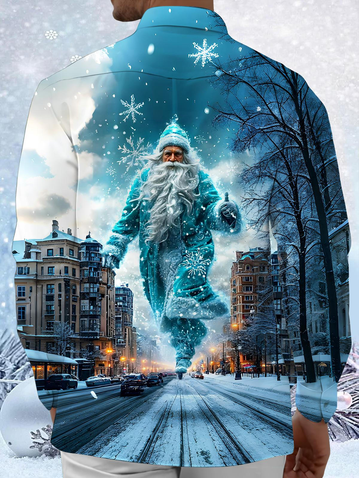 Santa Claus Men's Pocket Long Sleeve Shirts