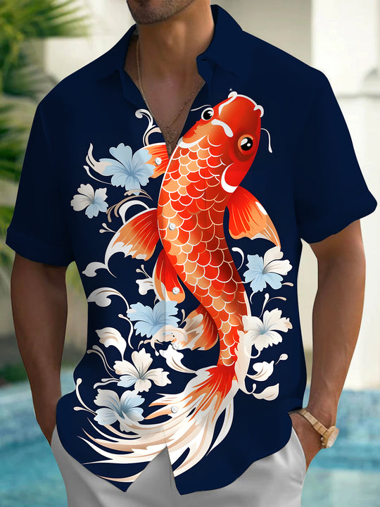 men's Hawaiian shirt front view tropical beach vacation