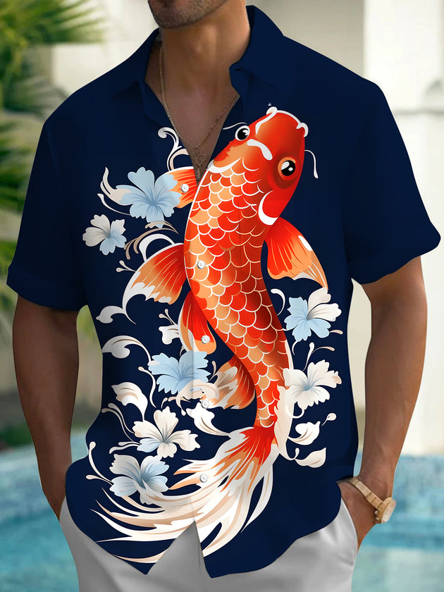 men's Hawaiian shirt front view tropical beach vacation