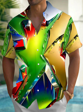 Men's abstract print short sleeve shirt front view