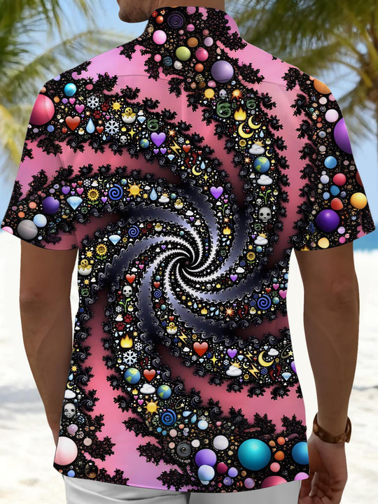 men's geometric print shirt back view