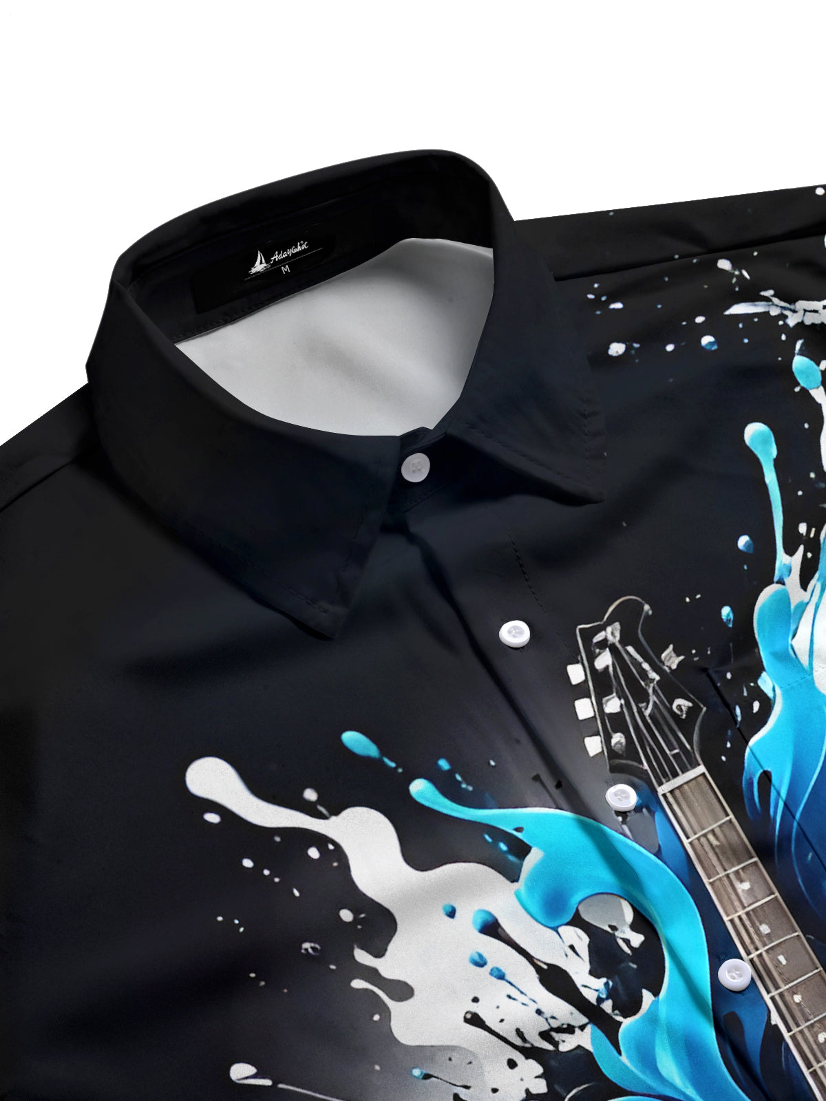 Guitar Print Men's Pocket Short Sleeve Shirts