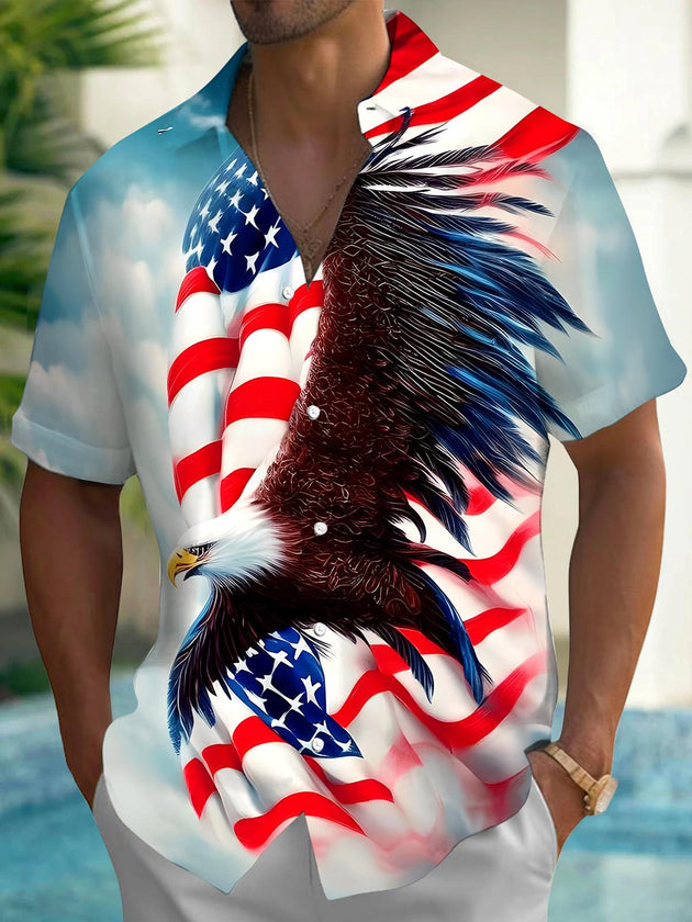 men's eagle print shirt front view Independence Day