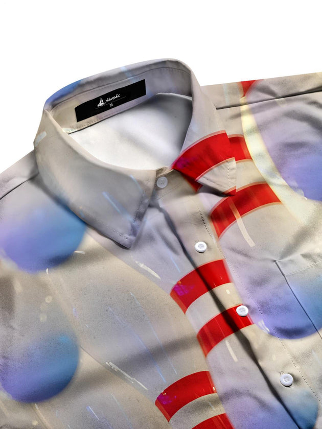 Men's solid half sleeve bowling shirt side view