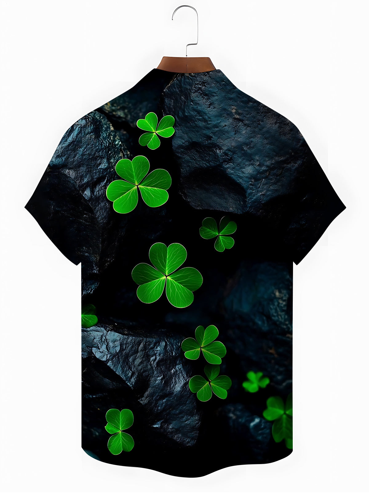 Clover Print Men's Pocket Short Sleeve Shirts