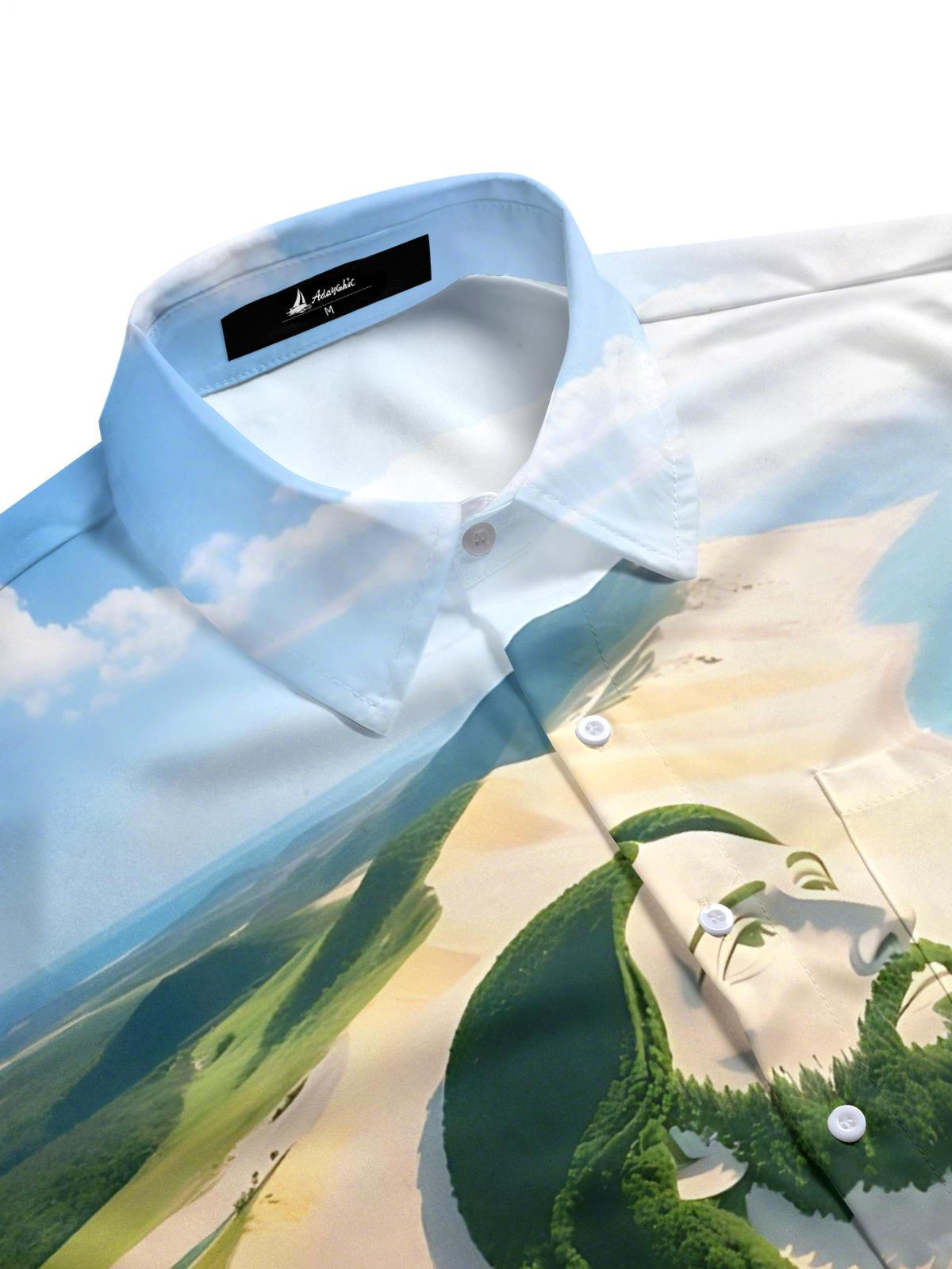 men's sea print shirt side view
