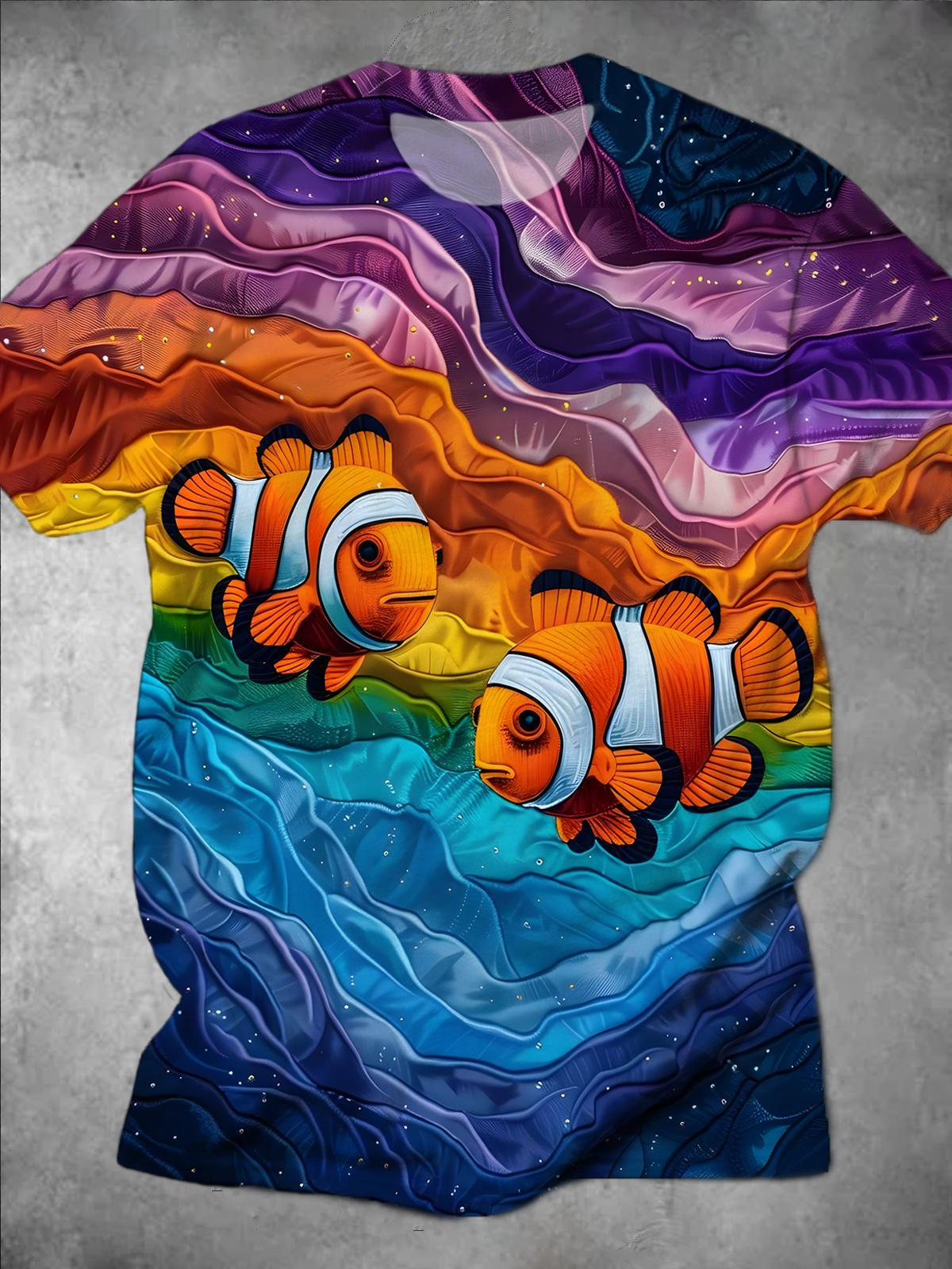 Fish Round Neck Short Sleeve Men's T-shirt