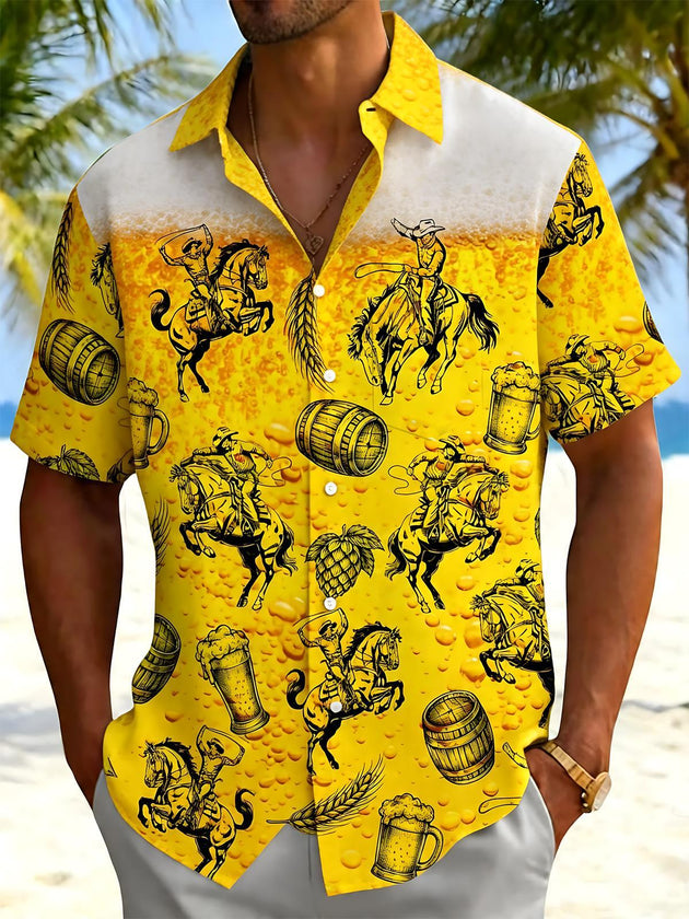 men's Hawaiian shirt front view tropical beach vacation