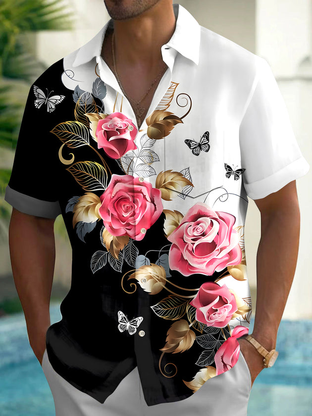 men's floral shirt front view