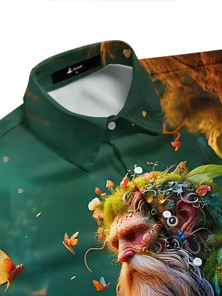 Retro Dark Forest Fantasy Elder Art Men's Pocket Short Sleeve Shirts
