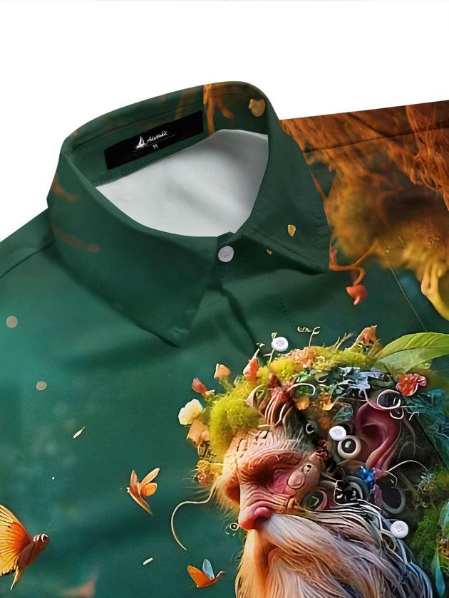 Retro Dark Forest Fantasy Elder Art Men's Pocket Short Sleeve Shirts
