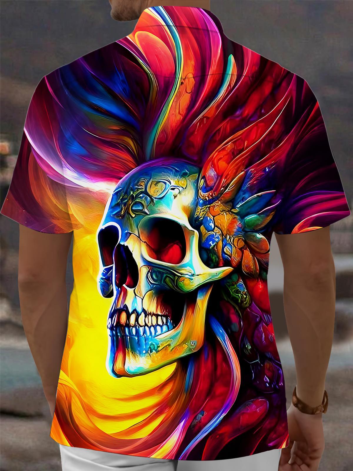 men's skeleton pattern shirt back view