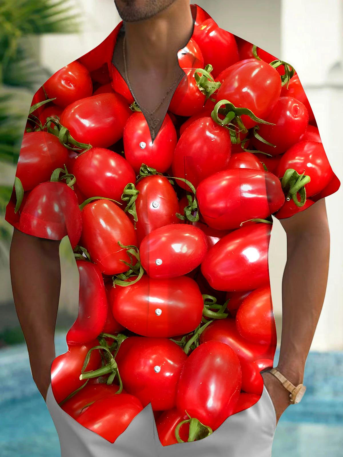 Cherry Tomatoes Men's Pocket Short Sleeve Shirts