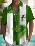 Hawaiian Coconut Tree Short Sleeve Men's Shirts With Pocket