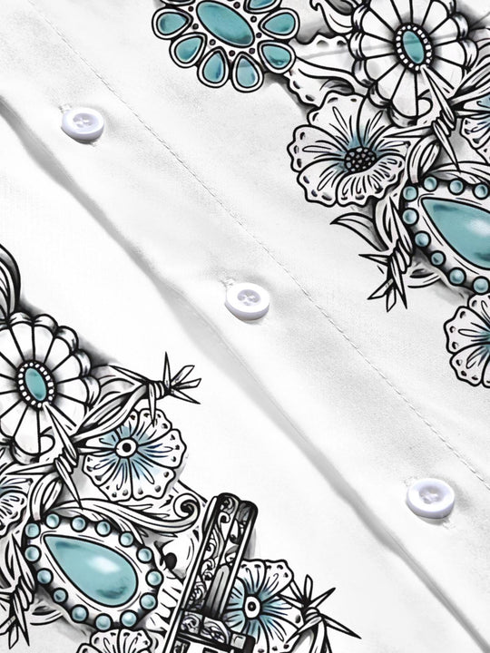 men's printed short sleeve flat lay shirt