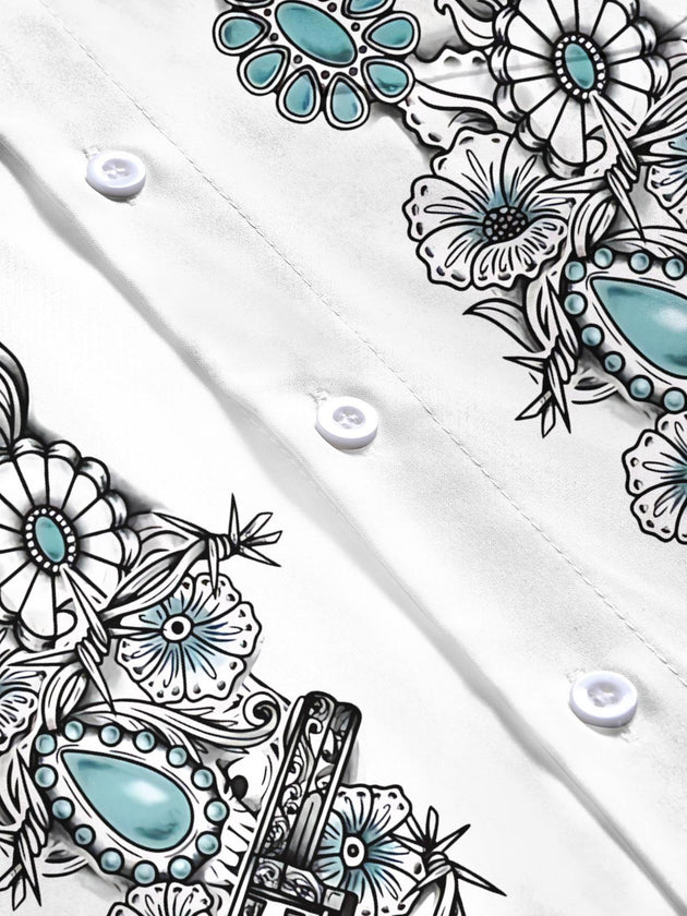men's printed short sleeve flat lay shirt
