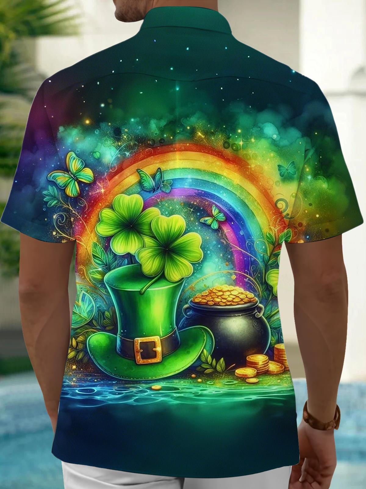 St. Patrick's Day Print Men's Pocket Short Sleeve Shirts