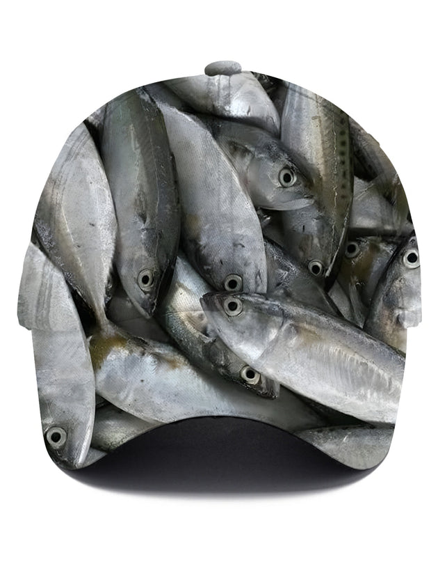 Men's fish print baseball cap front view