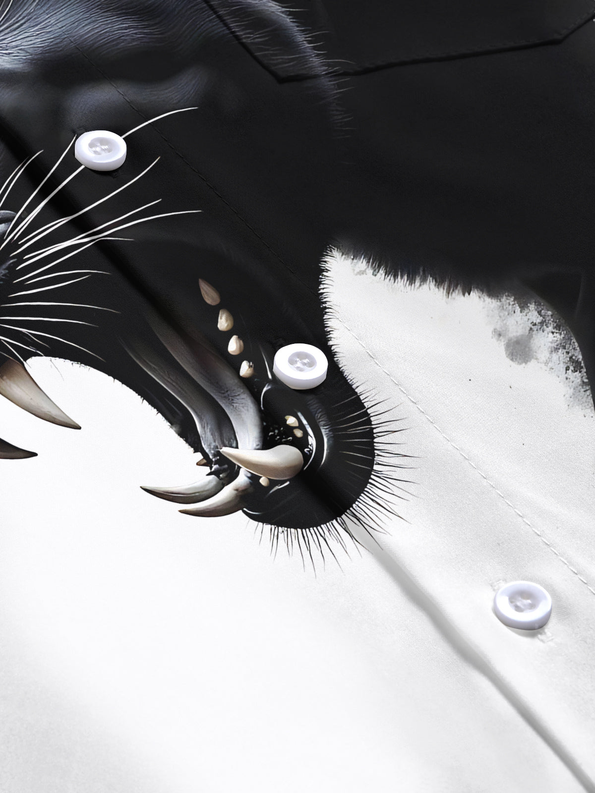 Panther Print Men's Pocket Short Sleeve Shirts