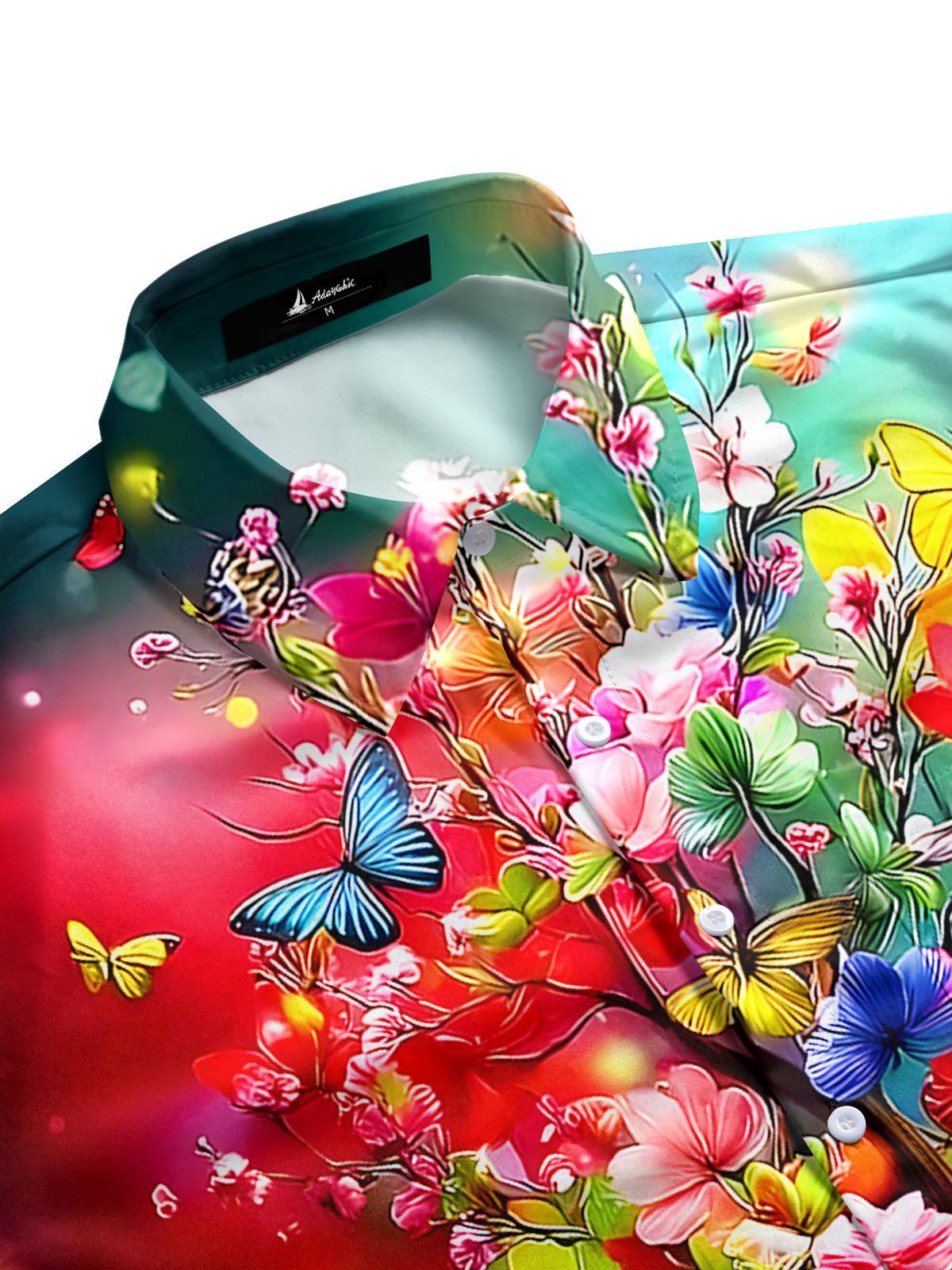 men's garden pattern shirt side view