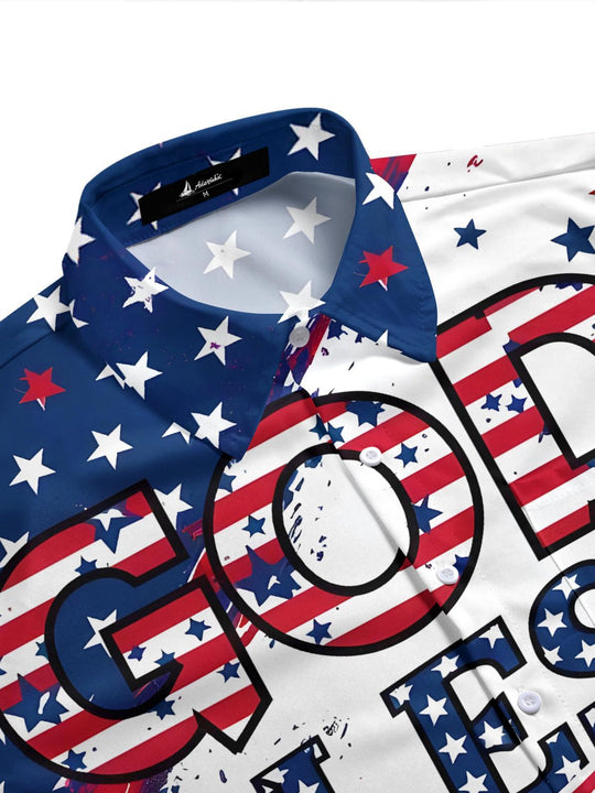 men's USA print shirt side view