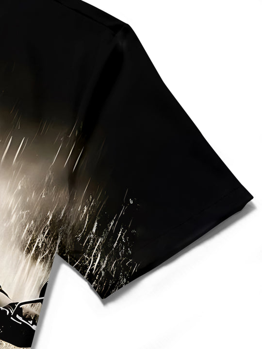 men's printed shirt close-up short sleeve