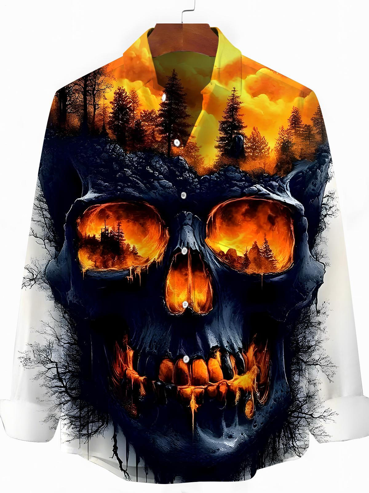 Skull Mountain Men's Pocket Long Sleeve Shirts