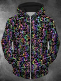 Mushrooms Long Sleeve Pocket Men's Zip Up Hoodies